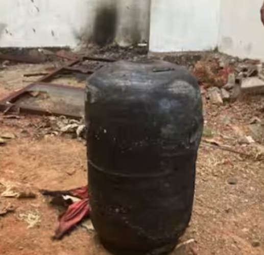 The gas cylinder exploded