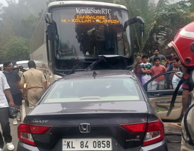 -ksrtc-bus-collides-with-a-car-in-vythiri-three-killed