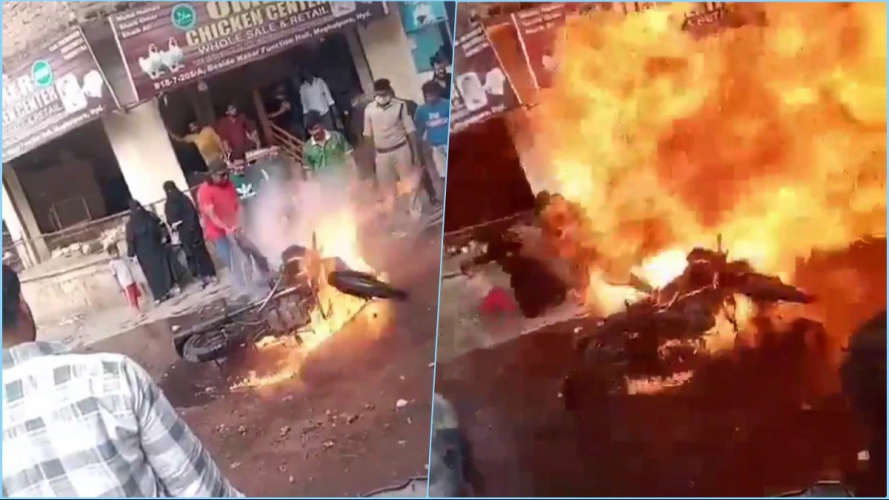 royal enfield bullet got fire in hyderabad