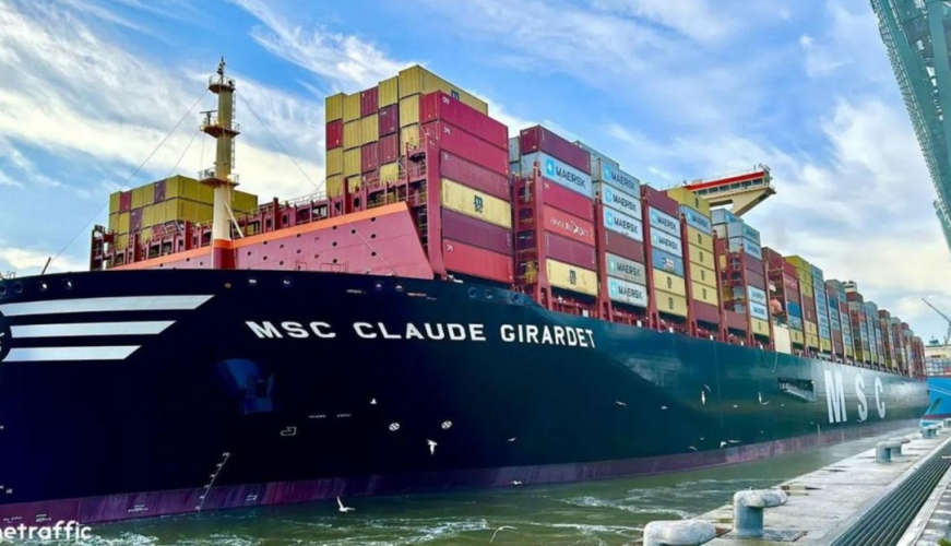 Indias Largest Cargo Ship MSC Cloud Girardeau Arrives at Vizhinjam Port