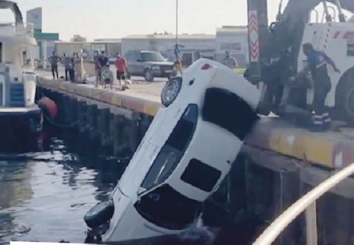 Car Skids Off Dubai Bridge Falls into Sea Two Miraculously Escape