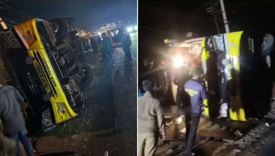 Bengaluru to Kerala bus overturned in Karnataka many injured