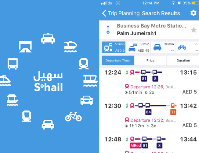 Dubai Live information of buses on mobile app